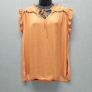 Joie Women 1X Boho Ruffle Blouse Tie Neck Flowy Airy Peasant Romantic Resort Top